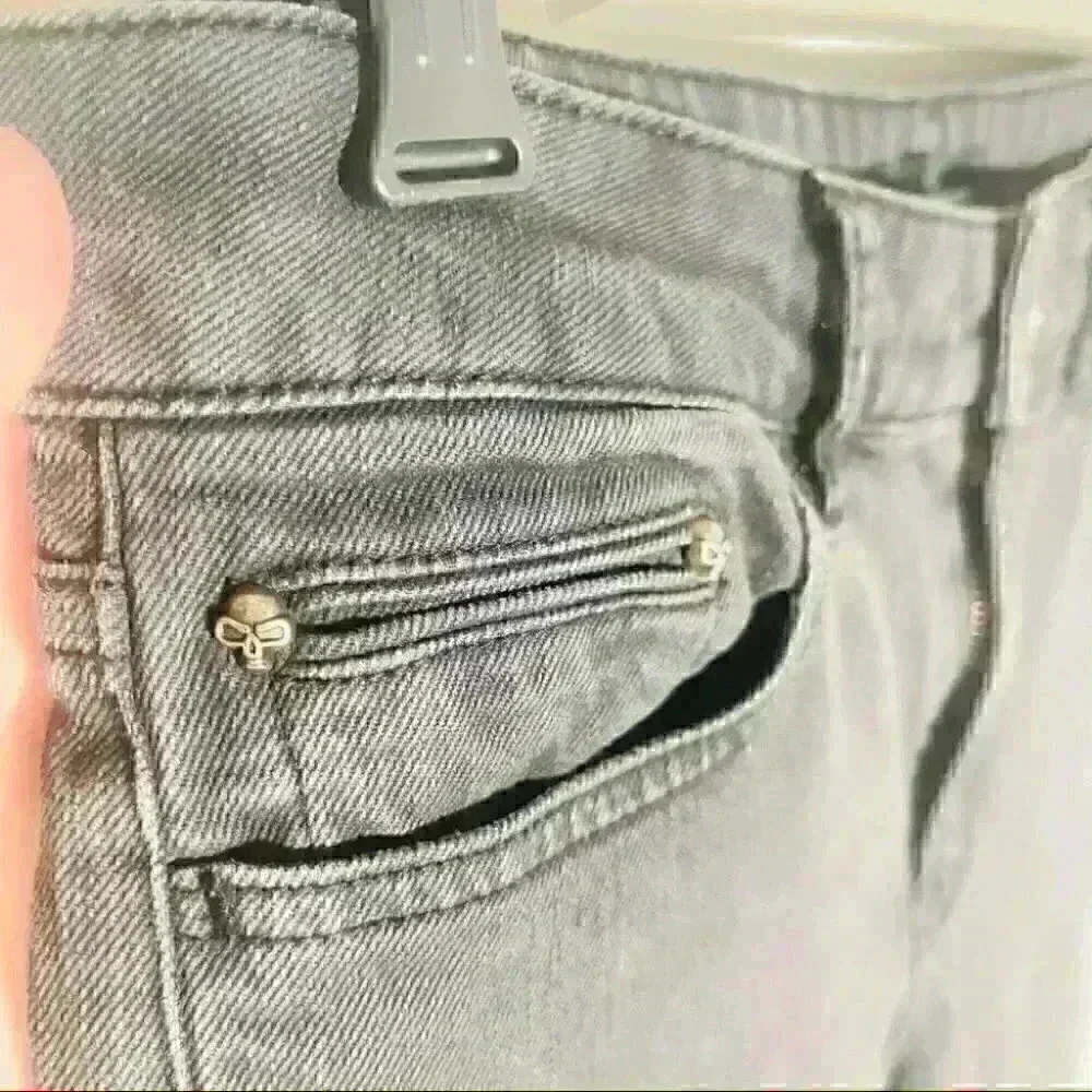The Kooples High Waist Slim Leg Denim Jeans in Grey